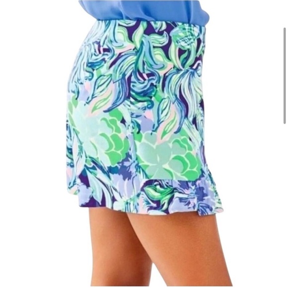 Lilly Pulitzer Vibrant Faye Skort Short Party Thyme,‎ Blue/Green, Size 00, NWT - Picture 2 of 12